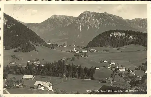 aw19601 Tiefenbach Oberstdorf Blick auf den Ort mit Alpenpanorama Kategorie. Oberstdorf Alte Ansichtskarten