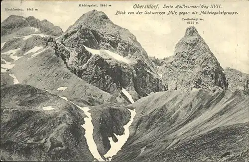 aw19603 Oberstdorf Blick von der Schwarzen Milz gegen die Maedelegabelgruppe Kategorie. Oberstdorf Alte Ansichtskarten