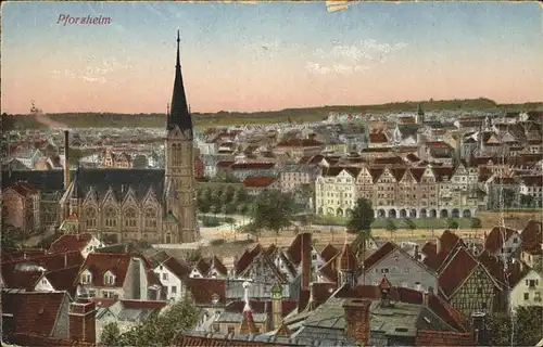 Pforzheim Gesamtansicht mit Stadtkirche Kat. Pforzheim