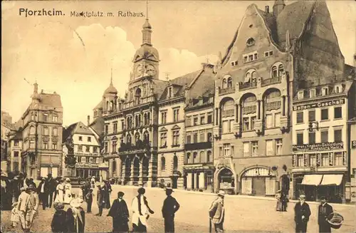Pforzheim Marktplatz mit Rathaus Kat. Pforzheim