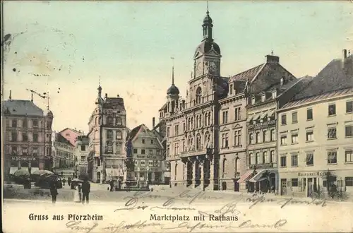 Pforzheim Marktplatz mit Rathaus Kat. Pforzheim