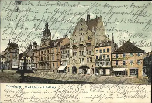 Pforzheim Marktplatz mit Rathaus Kat. Pforzheim