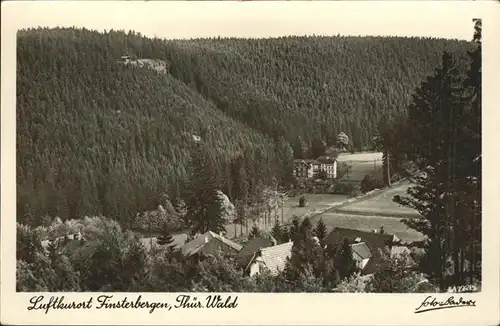 Finsterbergen Blick von Huellrodt zum Hainfelsen und ins Leinatal Kat. Finsterbergen