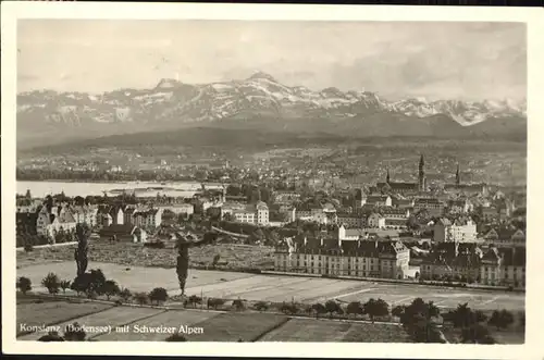 Konstanz Totalansicht mit Schweizer Alpen Kat. Konstanz