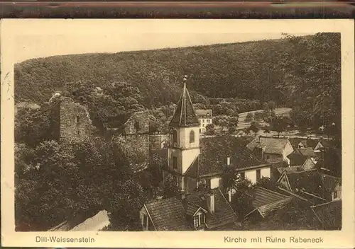 Dillweissenstein Kirche mit Ruine Rabeneck Kat. Pforzheim