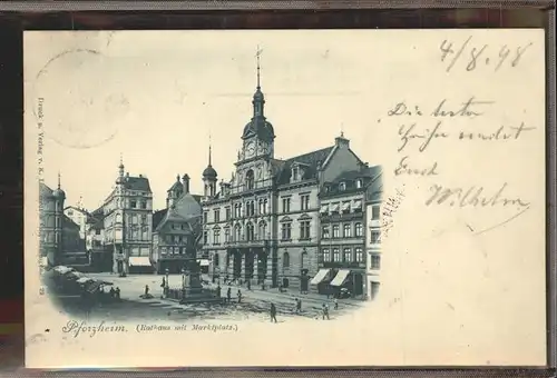 Pforzheim Rathaus mit Marktplatz Kat. Pforzheim