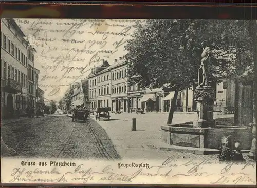 Pforzheim Leopoldsplatz mit Brunnen Kat. Pforzheim