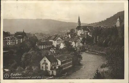 Baden AG Generalansicht mit Limmat Kat. Baden