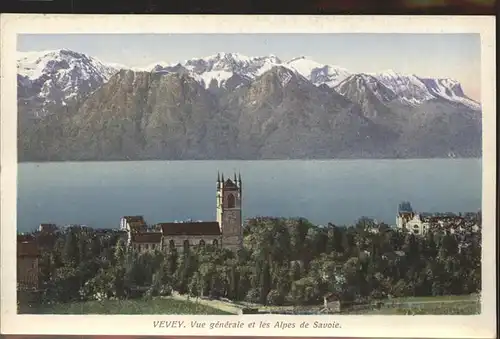 Vevey VD vue generale Alpes de Savoie Kat. Vevey