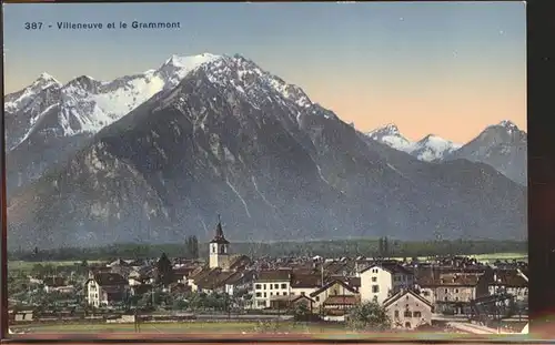 Villeneuve VD Panorama et le Grammont Kat. Villeneuve