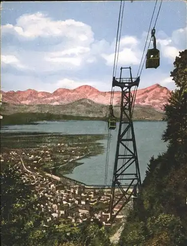 kk12044 Bregenz Vorarlberg Pfaenderbahn Seilbahn Bodensee mit Blick auf die Schweizer Alpen Kategorie. Bregenz Alte Ansichtskarten