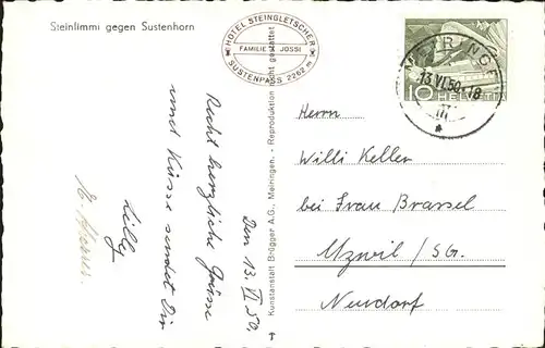 kk12130 Goeschenen Steinlimmi gegen Sustenhorn Urner Alpen Kategorie. Goeschenen Alte Ansichtskarten