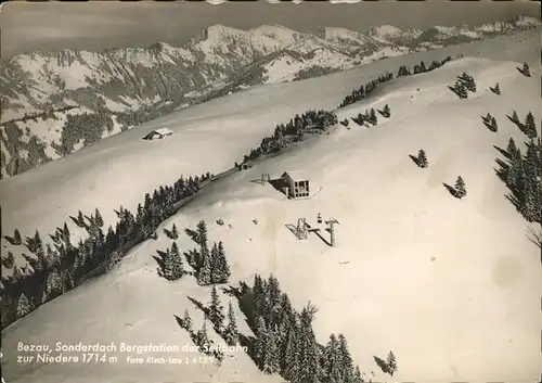 kk12210 Bezau Vorarlberg Sonderdach Bergstation der Seilbahn zur Niedere Fliegeraufnahme Kategorie. Bezau Alte Ansichtskarten