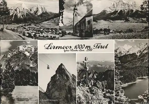 kk12249 Lermoos Tirol Teilansichten Weissensee mit Zugspitze Zugspitzbahn Gipfelkreuz Blindsee Kategorie. Lermoos Alte Ansichtskarten