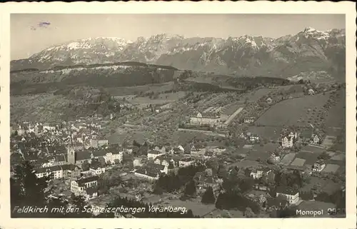 kk12331 Feldkirch Vorarlberg Panorama mit Schweizer Alpen Kategorie. Feldkirch Alte Ansichtskarten