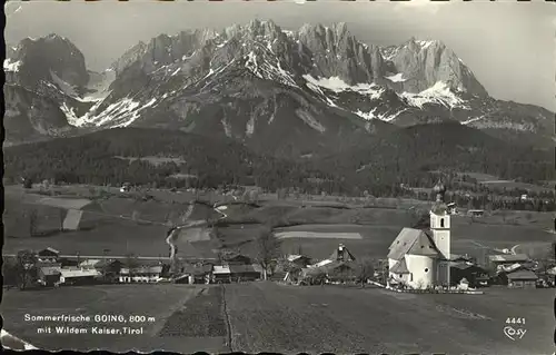 kk12344 Going Wilden Kaiser Tirol Panorama mit Kaisergebirge im Sommer Kategorie. Going am Wilden Kaiser Alte Ansichtskarten