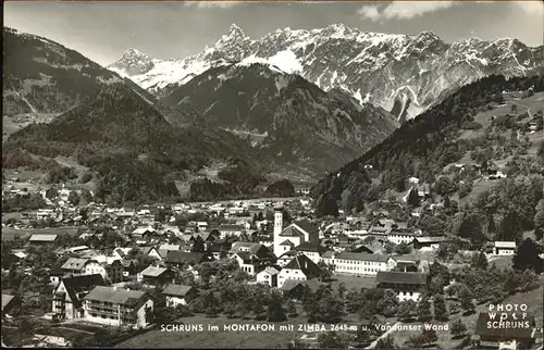 kk12458 Schruns Vorarlberg Panorama mit Zimba und Vandanser Wand Montafon Kategorie. Schruns Alte Ansichtskarten