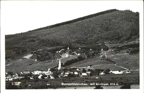 kk12460 Gumpoldskirchen Niederoesterreich Teilansicht mit Anninger Kategorie. Gumpoldskirchen Alte Ansichtskarten