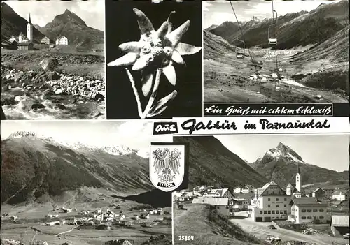 kk12620 Galtuer Tirol Teilansichten Paznauntal Skilift Wappen Edelweiss Kategorie. Galtuer Alte Ansichtskarten