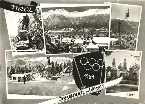 kk12625 Innsbruck Tirol Olympische Winterspiele 1964 Gondelbahn Kirche Denkmal Kategorie. Innsbruck Alte Ansichtskarten