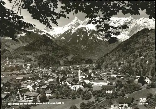 kk12650 Schruns Vorarlberg Panorama mit Zimba Montafon Kategorie. Schruns Alte Ansichtskarten