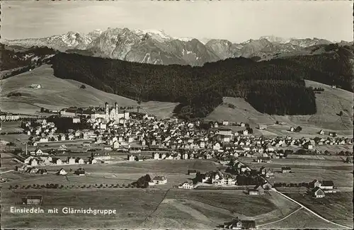 Einsiedeln SZ Panorama mit Glaernischgruppe Glarner Alpen / Einsiedeln /Bz. Einsiedeln