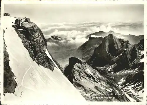 Schwaegalp Berghotel Saentis Blick auf Meglisalp Appenzeller Alpen Kat. Schwaegalp