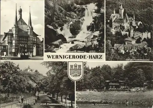 Wernigerode Harz Rathaus Steinerne Renne Schloss Feudalmuseum Partie im Christianental Wappen / Wernigerode /Harz LKR