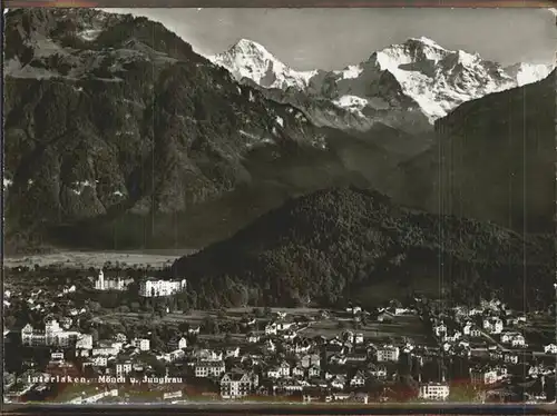 Interlaken BE Panorama mit Moench und Jungfrau Kat. Interlaken