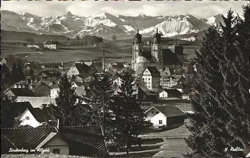 Lindenberg Allgaeu Panorama mit Alpenblick Kirche Kat. Lindenberg i.Allgaeu