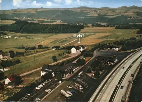 Neschen Rheinland Fliegeraufnahme Autobahn A3 Rasthaus Fernthal Autos Busse Kat. Odenthal