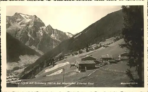 Astegg Zillertal Panorama mit Gruenberg Kat. Schwendau