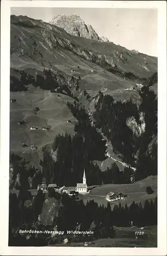 Nessleg Schroecken Vorarlberg Panorama mit Widderstein Allgaeuer Alpen Kat. Schroecken