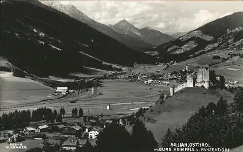 Sillian Tirol Panorama mit Burg Heimfels und Panzendorf Hochpustertal Kat. Sillian Osttirol