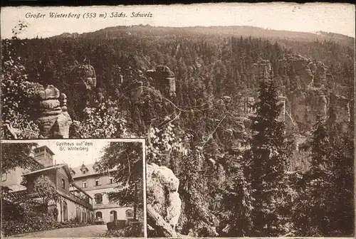 Grosser Winterberg Saechs. Schweiz Teilansicht Gasthaus Elbsandsteingebirge Kat. Bad Schandau