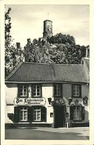 Godesberg Bad Gasthaus zur Lindenwirtin mit Burg Kat. Bonn