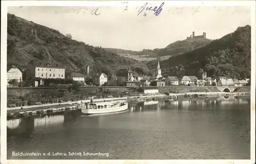 Balduinstein Gesamtansicht mit Schloss Schaumburg Kat. Balduinstein