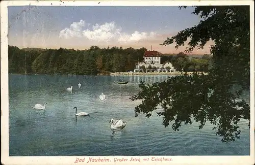 Bad Nauheim Grosser Teich mit Teichhaus Kat. Bad Nauheim