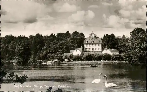 Bad Nauheim Grosser Teich mit Teichhaus Kat. Bad Nauheim