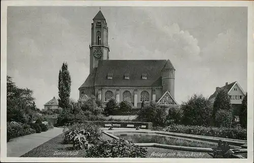 Darmstadt Anlage mit Pauluskirche Kat. Darmstadt