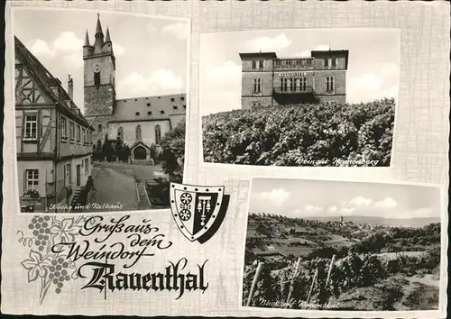 Rauenthal Kirche u.Rathaus Kat. Eltville am Rhein