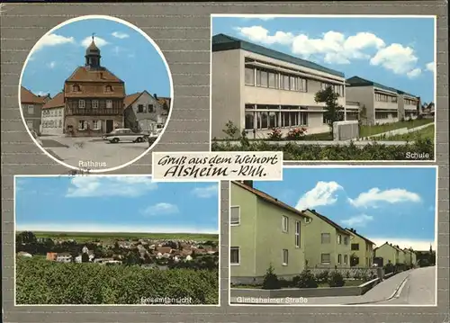 Alsheim Rheinhessen Gesamtansicht mit Rathaus Schule Gimbsheimer Strasse Kat. Alsheim