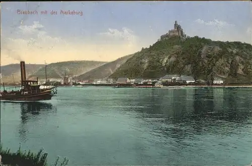 Braubach Rhein Marksburg Schiff / Braubach /Rhein-Lahn-Kreis LKR