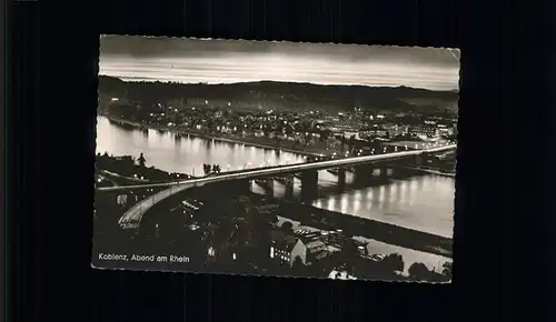 Koblenz Fliegeraufnahme Abend am Rhein Kat. Koblenz