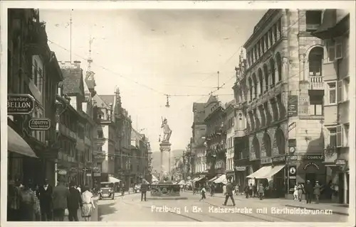 Freiburg Breisgau Kaiserstrasse mit Bertholdsbrunnen Kat. Freiburg im Breisgau