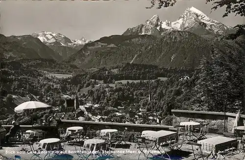 Berchtesgaden Blick vom Cafe Lockstein auf Berchtesgaden Steinernes Meer und Watzmann Kat. Berchtesgaden