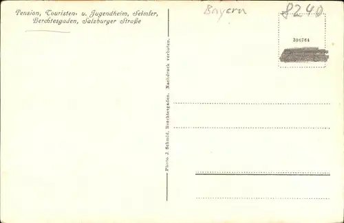 Berchtesgaden Pension und Jugendheim Seimler Salzburger Strasse Kat. Berchtesgaden
