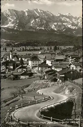 Wallgau an der Deutschen Alpenstrasse gegen Dreitorspitze Kat. Wallgau