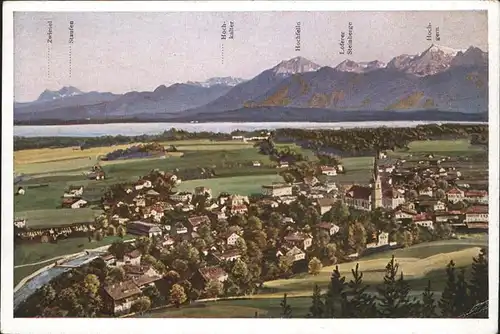 Prien Chiemsee Gesamtansicht mit Alpenpanorama Kat. Prien a.Chiemsee