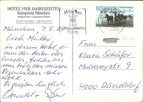 Muenchen Hotel Vier Jahreszeiten Kempinski Kat. Muenchen